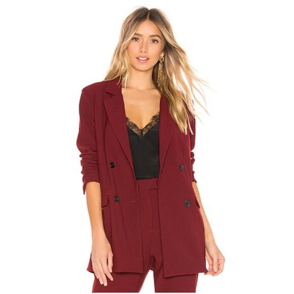 Revolve L'Academie Womens Blazer Medium Red Pockets Event Quiet Luxury Oversized - Picture 8 of 8